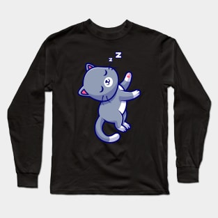 Cute Cat Sleeping Cartoon Long Sleeve T-Shirt